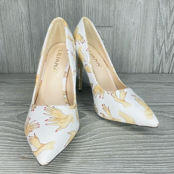 Liliana perilla Multi-color Leatherette Stiletto Heel Pumps shoes size 8 unique - Picture 3 of 13